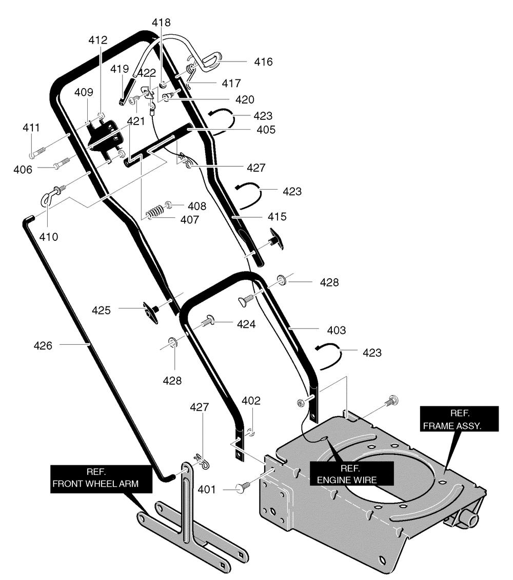 Handle Assembly Diagram and Parts List for EV3550X4NA 2006 Briggs and Stratton Edger